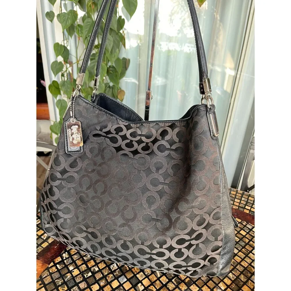 Coach Madison Phoebe Op Art Signature Sateen Fabric Shoulder Bag